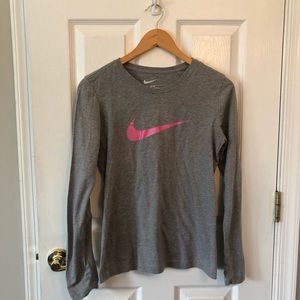 Nike slim fit grey long sleeved tee shirt
